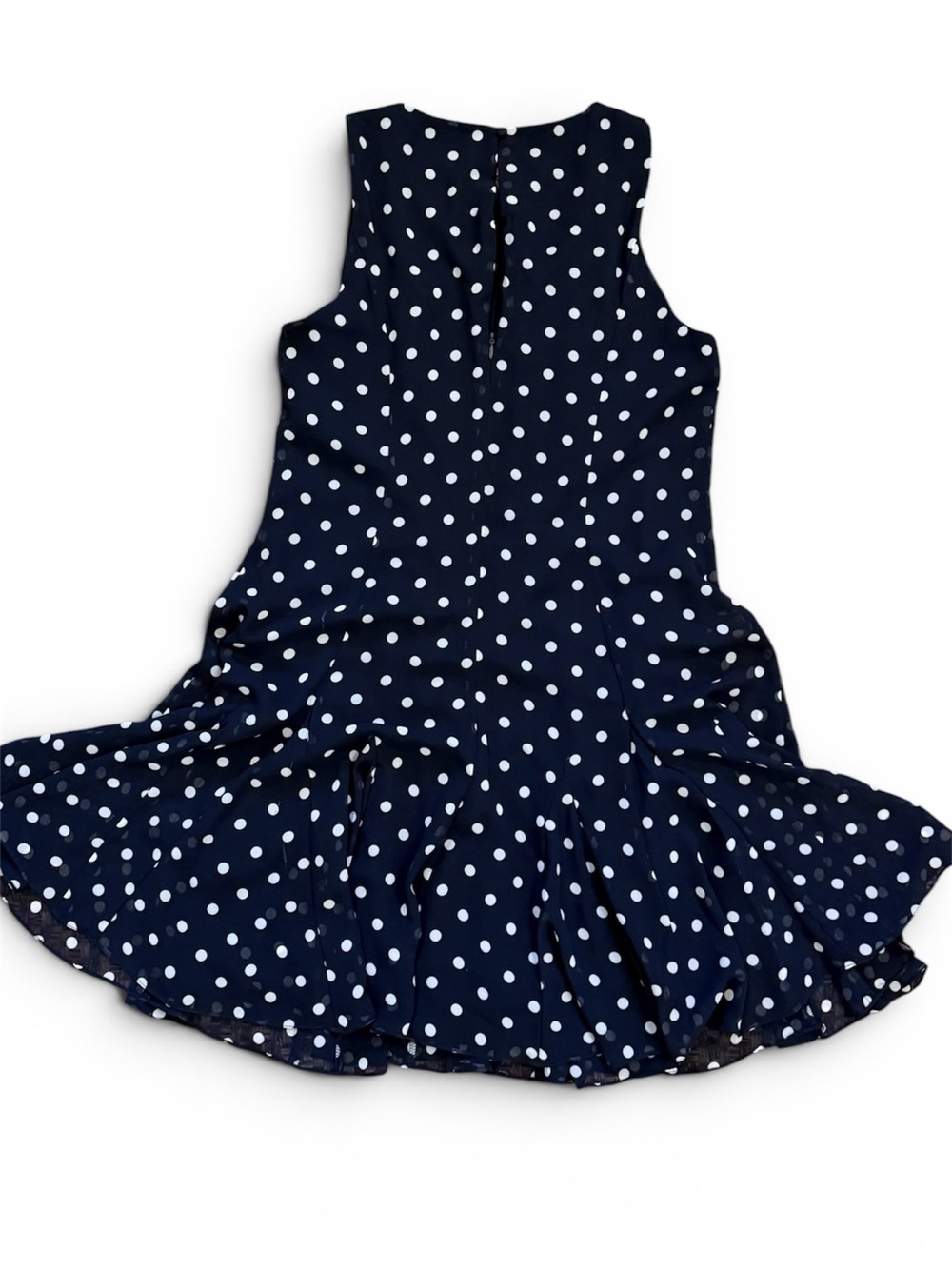 Ralph Lauren Navy and White Polka Dot Sleeveless Dress - Picture 2 of 9